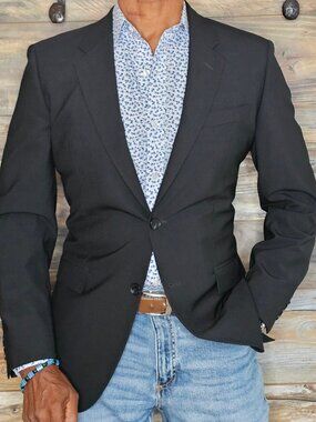 Gianni Versace Italy Dual Vent Wool Blend Black Blazer Jacket 38R